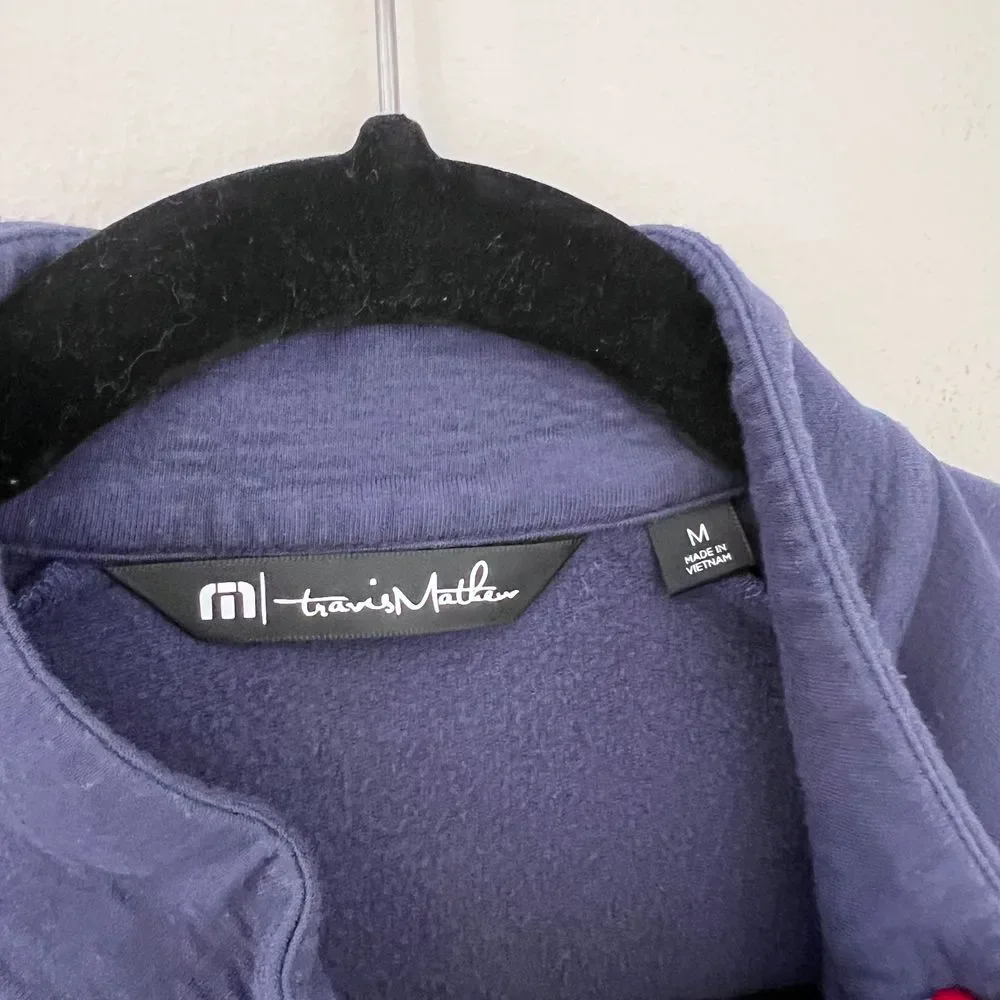 Travis Mathew Quarter Zip Athletic Pullover Performance Golf Shirt Navy Blue M‎